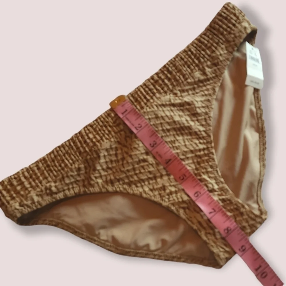 New Aerie Animal Print Bikini Bottoms Neutral Tan Ribbed Texture